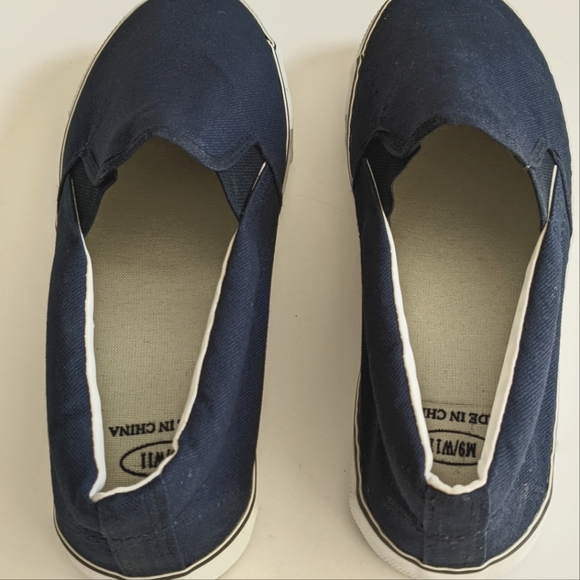 BBC Navy Blue Canvas Unisex Slip On Shoes Men Size 9 Womens Size 11 New - Picture 4 of 6